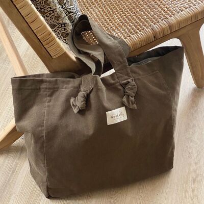 Velvet shopping bag - Khaki