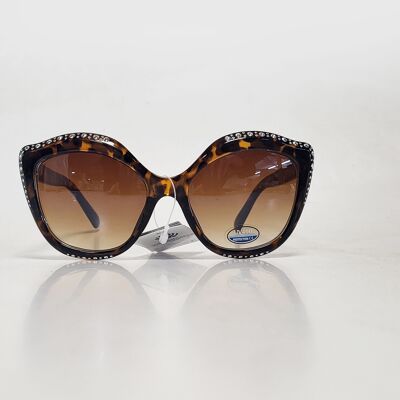 Brown cateye Visionmania sunglasses with rhinestones