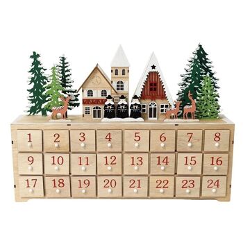 Calendrier de l'Avent en bois avec éclairage LED - Chanteurs Carol