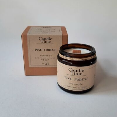 Scented soy candle Wooden wick - Pine Forest