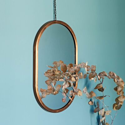 Ovaler Darpan-Spiegel aus antikem Kupfer