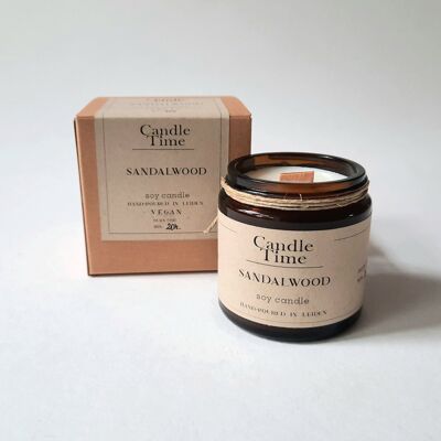 Scented soy candle Wooden wick - Sandalwood