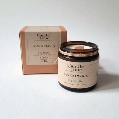 Scented soy candle Wooden wick - Sandalwood