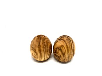 Ensemble de 2 salières et poivrières en forme d'œuf en bois d'olivier 2