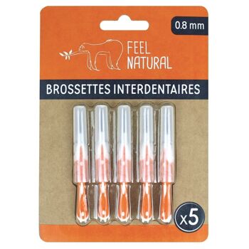Lot de 5 brossettes interdentaires 0,8 mm - Feel Natural 1