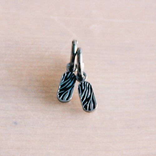 Stainless steel earrings with tag zebra print - silver