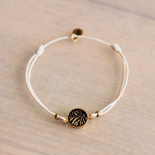 Elastic bracelet with zebra charm - sand / gold color