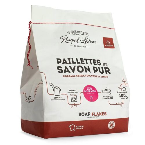 Paillettes de savon pur pour le linge Rose de Grasse 1,5kg