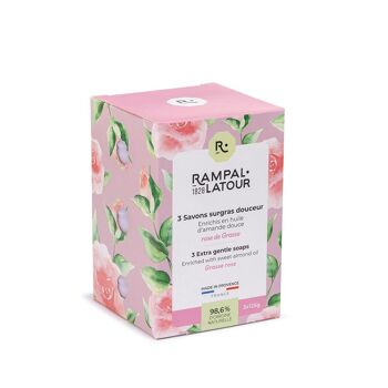 Savons surgras Rose de Grasse 3x125g 2