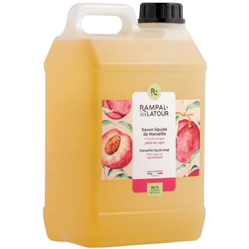 Savon liquide de Marseille Pêche de vigne 3L