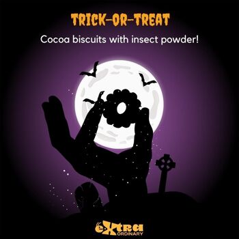 Biscuits au maïs et au cacao fabriqués en Italie avec de la farine d'insectes pour Halloween 1