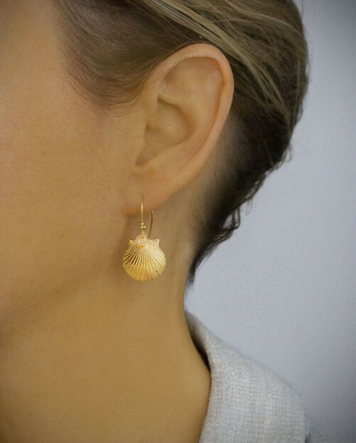 Gold seashell earrings