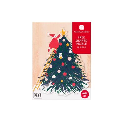 Santa Christmas Tree Shaped Puzzle - 50 Pieces