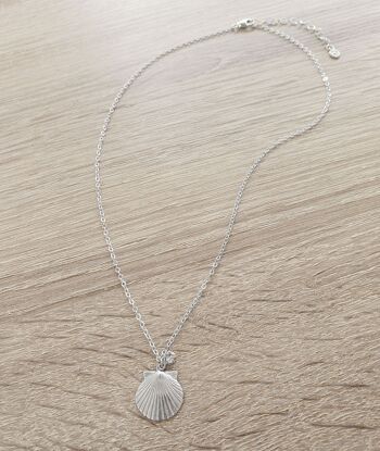 Collier court argent coquillage 2