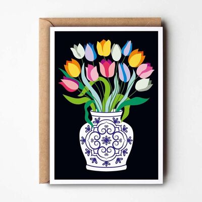 Grußkarte Blumen Tulpen / tulips bouquet / nachhaltig 100% Recycling