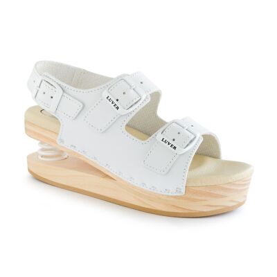 Wooden sandal with Spring 2105-A White