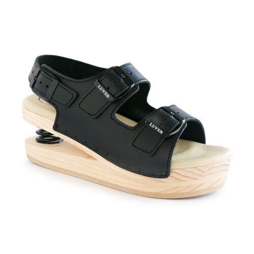 Sandalia de madera con Muelle 2105-A Negro