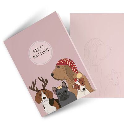 Feliz Navidog folding card, Christmas card