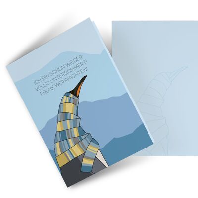Pinguino di carta pieghevole sotto l'estate, cartolina di Natale