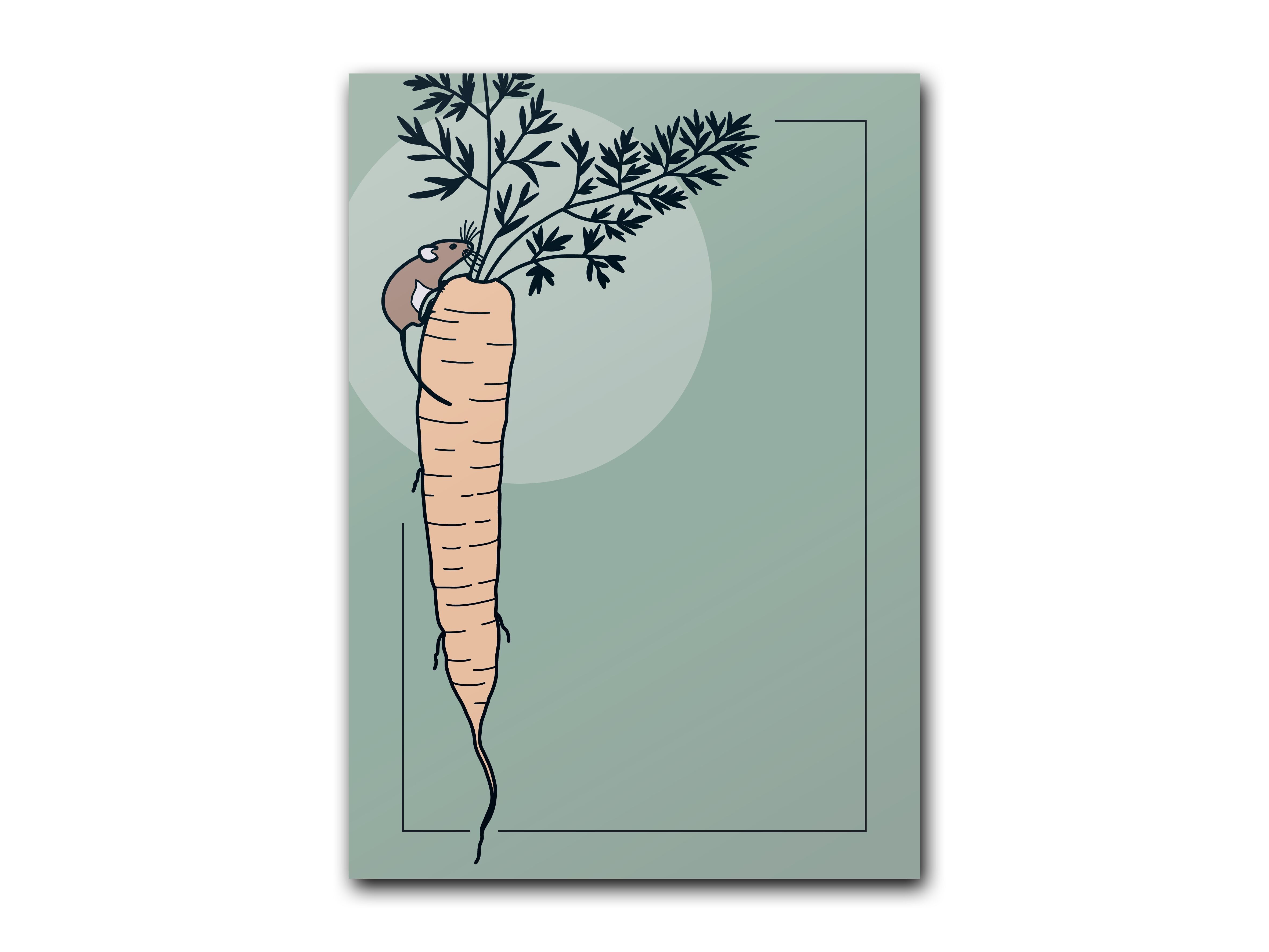 Notizblock DIN A7, Maus mit Möhre