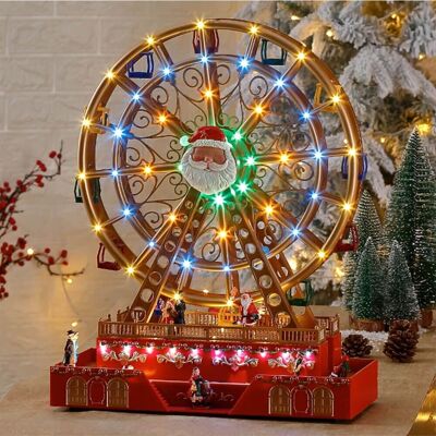 Ruota panoramica girevole di Natale con luci a LED e musica