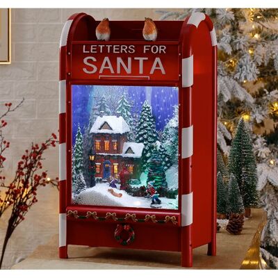 Xmas Music Santa's Mail box w Snowing & Turning Function