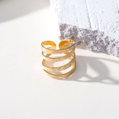 Multi-line adjustable gold ring