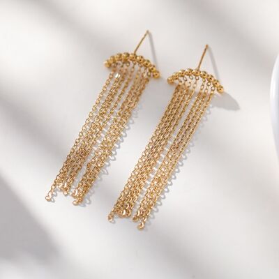Gold dangling chain earrings
