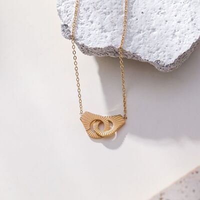 Gold chain necklace with padlock pendants