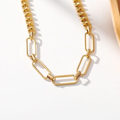 Large link gold necklace