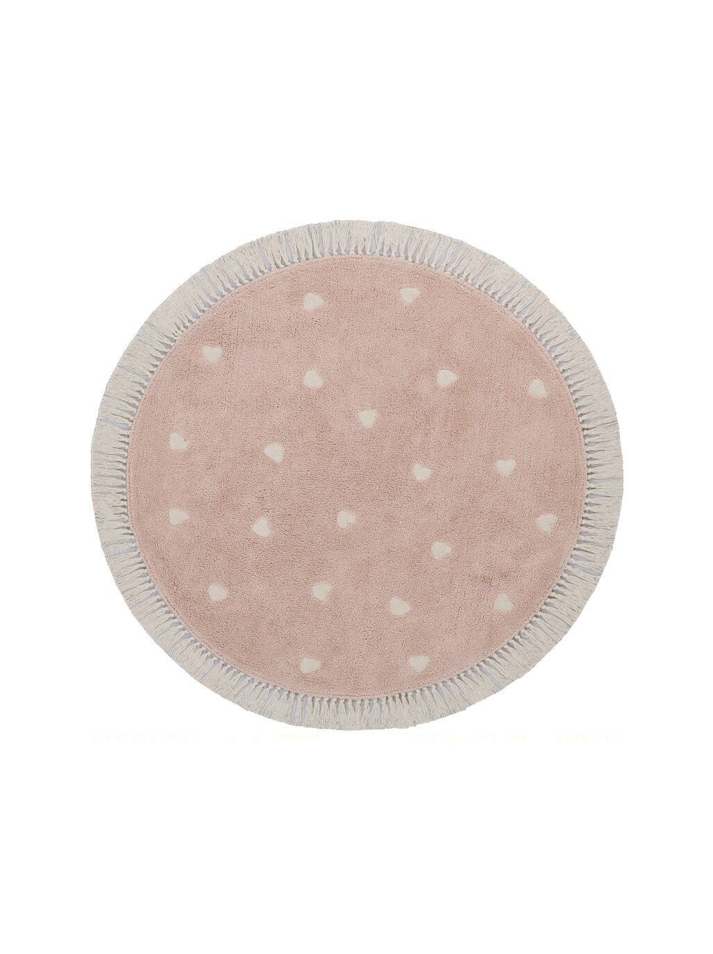 Alfombra Fleur -corazones - redonda - rosa