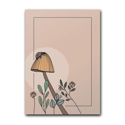 Notepad DIN A7, mushroom with beetle