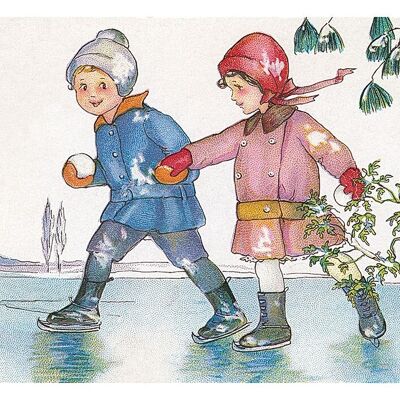 Ice skating postcard