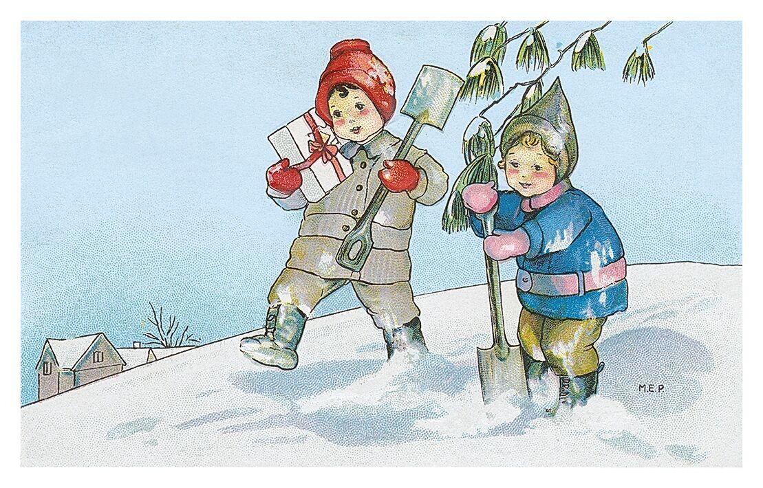 Postal de pala de nieve