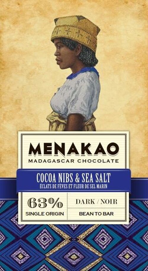 Chocolat Menakao 63% Eclats de fèves & Fleur de sel marin