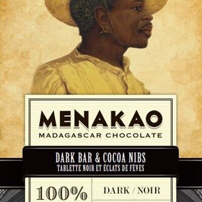 Chocolat Menakao 100% Noir Eclats de fèves