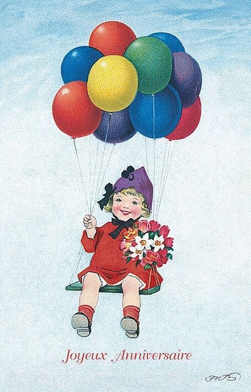 Carte postale ballons fille