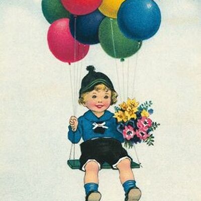 Postal de globos de niño