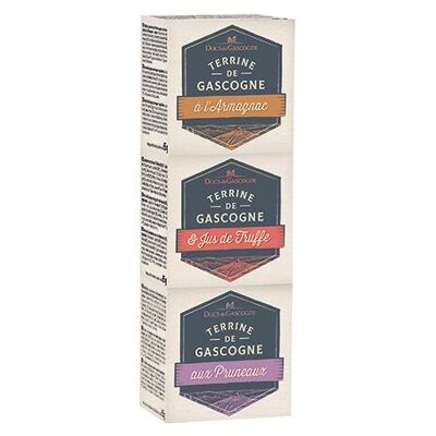 Set of 3 Gascony terrines (with Prunes and Armagnac)