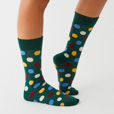 BePolkadots Green – Socken aus 100 % Bio-Baumwolle