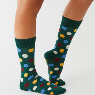 BePolkadots Green – Socken aus 100 % Bio-Baumwolle
