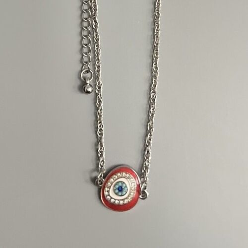 Evil Eye Anklet, Oval Red with Rhinestones (JIT)
