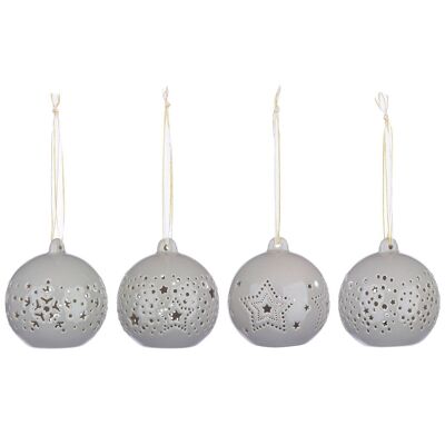 Ceramic LED luminous hanging ball assorted grey