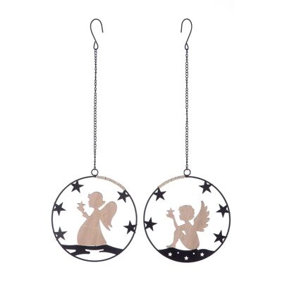 Metal hanger round "Angel with Star" assorted