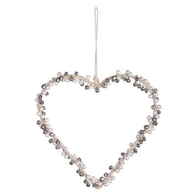 Textile hanger heart "Pearl" H.15 cm