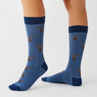 BeReindeer Blue – Socken aus 100 % Bio-Baumwolle