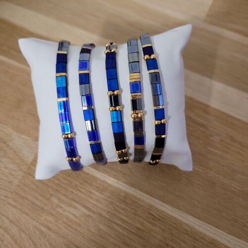 TILA - bracelet - Bijoux - Bleu et noir gunmetal -  cadeaux - Fête des grands-mères