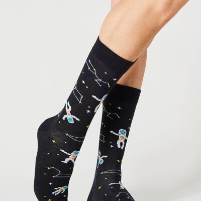 BeCosmos Noir - Chaussettes 100% Coton Biologique