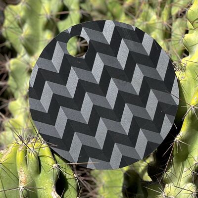 Stylish fan, hand fan with a three-dimensional pattern, made from 100% recycled material, black