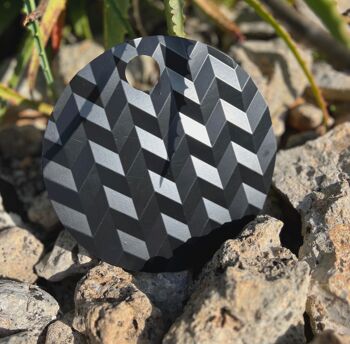 Éventail élégant, éventail à main avec motif tridimensionnel, fabriqué à partir de matériaux 100 % recyclés, noir 2